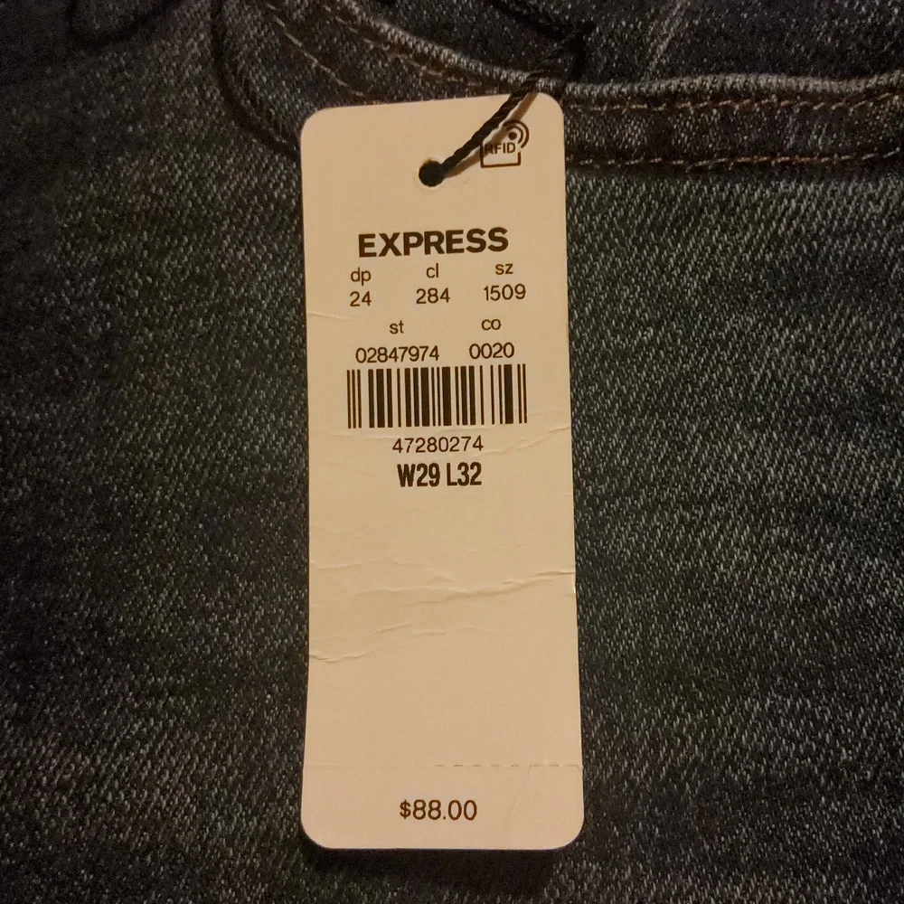 Express Mens Slim Straight Jeans 29x32 Dark Wash Hyper Stretch Denim Pants - Picture 5 of 5